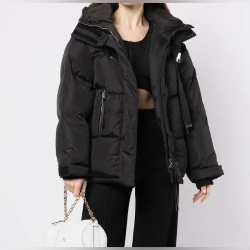 SHOREDITCH SKI CLUB  Willow High-Neck Puffer Coat size XS in black